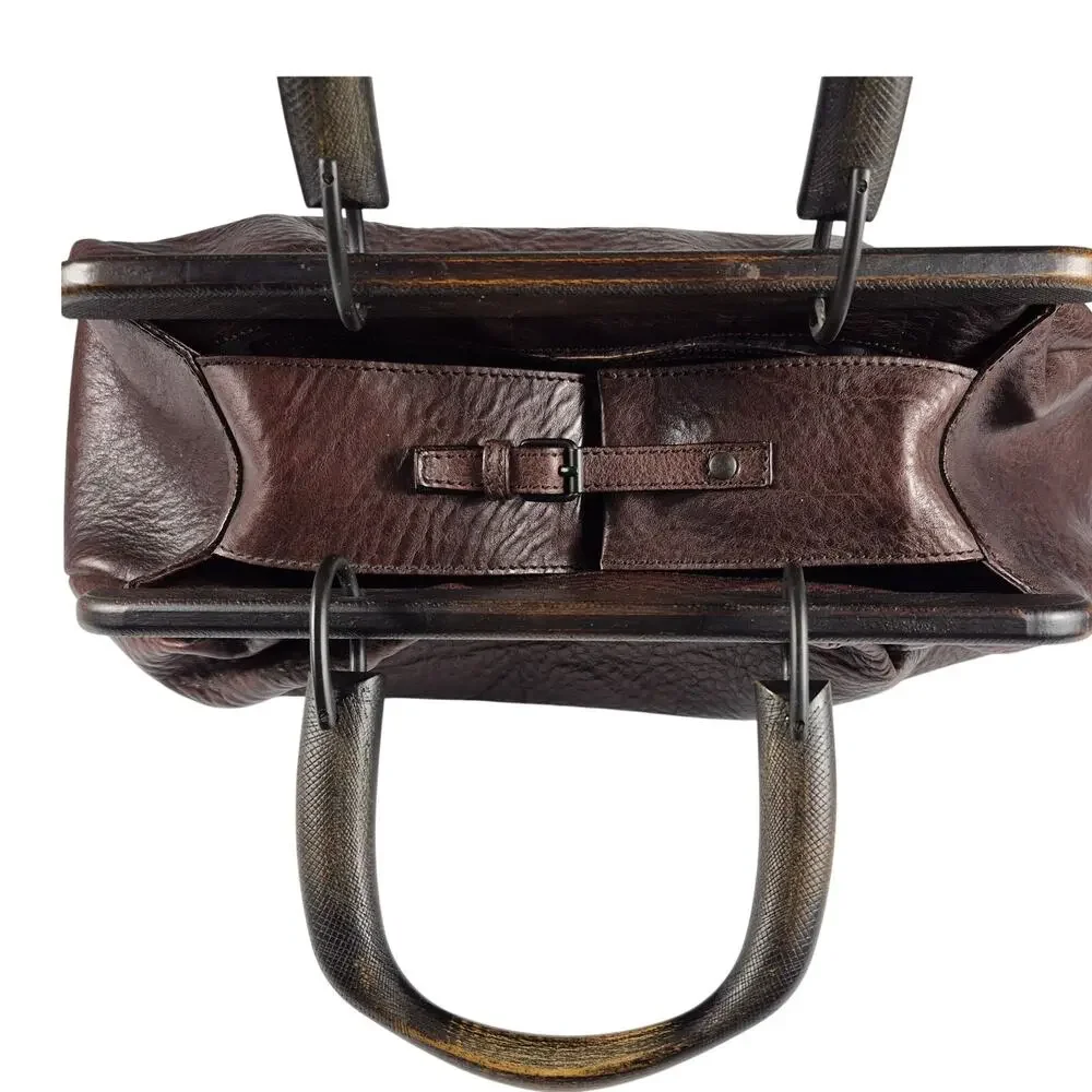 Gucci Brown Gathered Leather Top-Handle Crossbody Bag